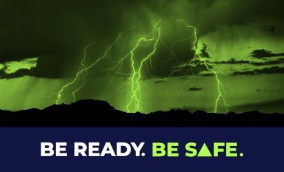Be ready be safe with a green lightning background