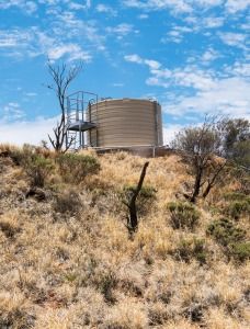 Water tower on a hill outback