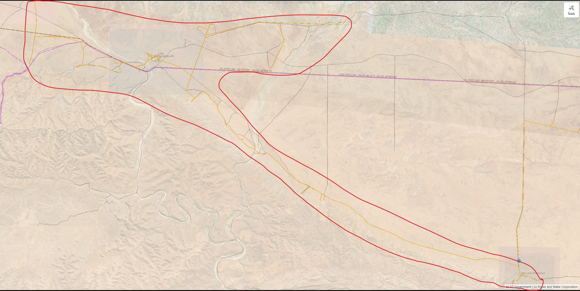 Hermannsberg and Walace Rockhole community outage map