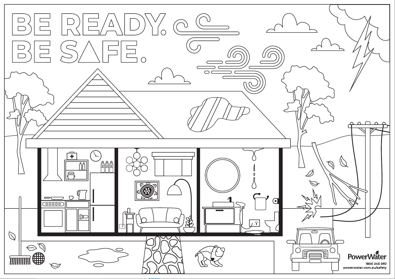 Be ready be safe colouring activity sheet
